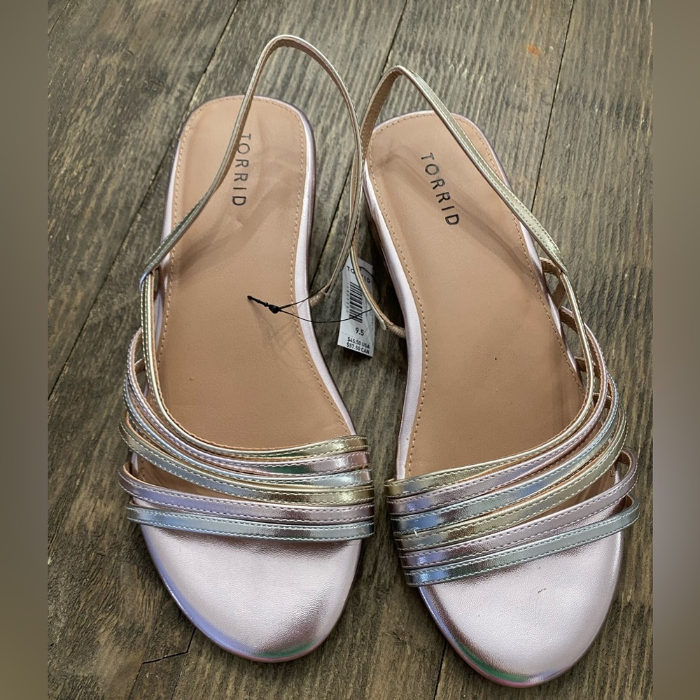 Torrid metallic low heel sandals size 9.5